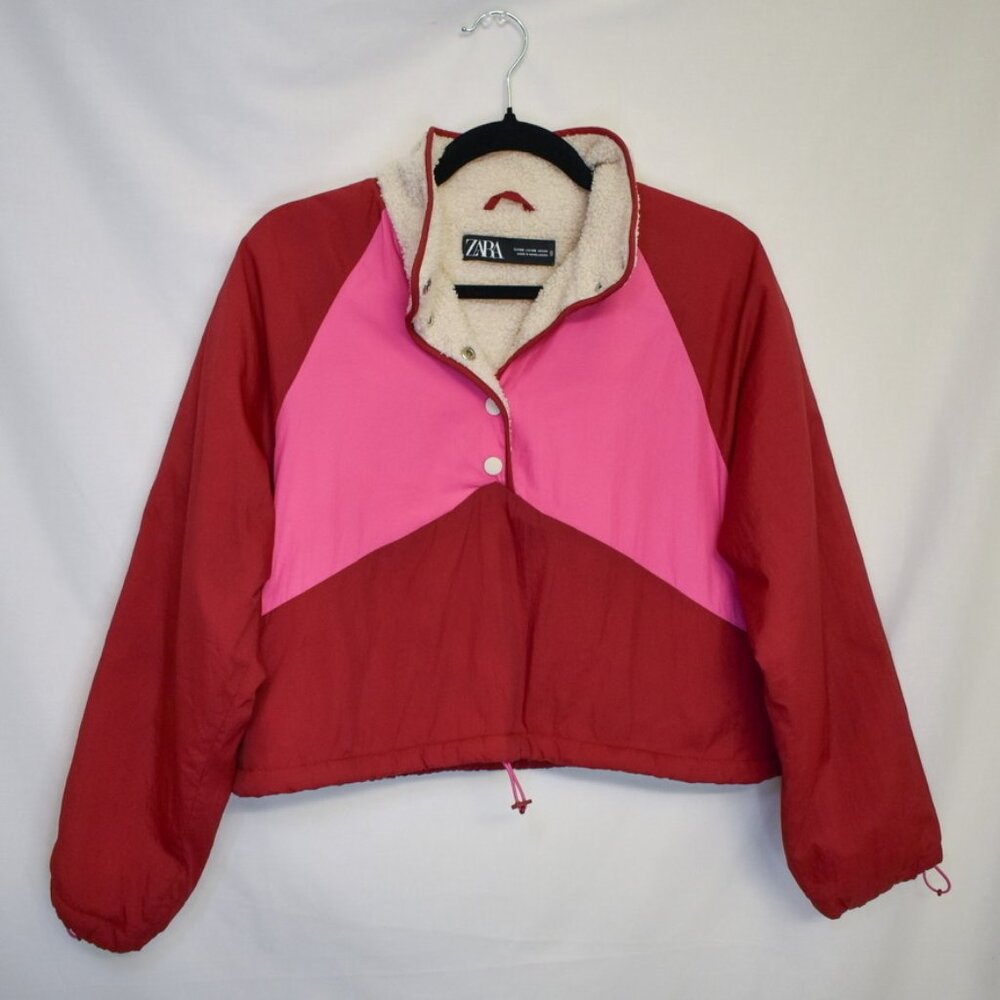 Zara pink / red fleece jacket